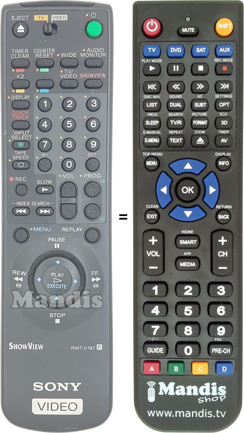 Comandament a distància equivalent Sony RMTV197