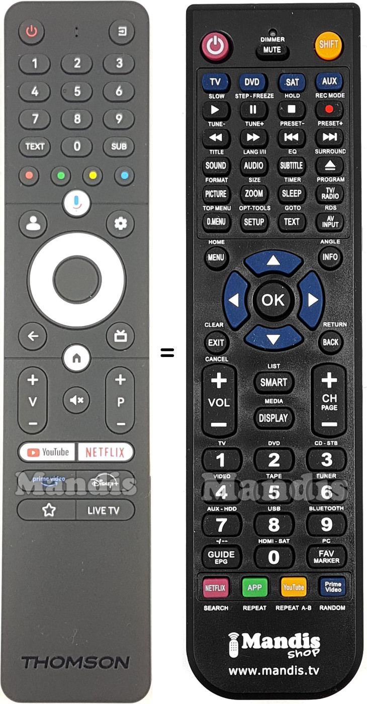 Comandament a distància equivalent Thomson RC112GH Comandament a distància equivalent Thomson RC112GH
