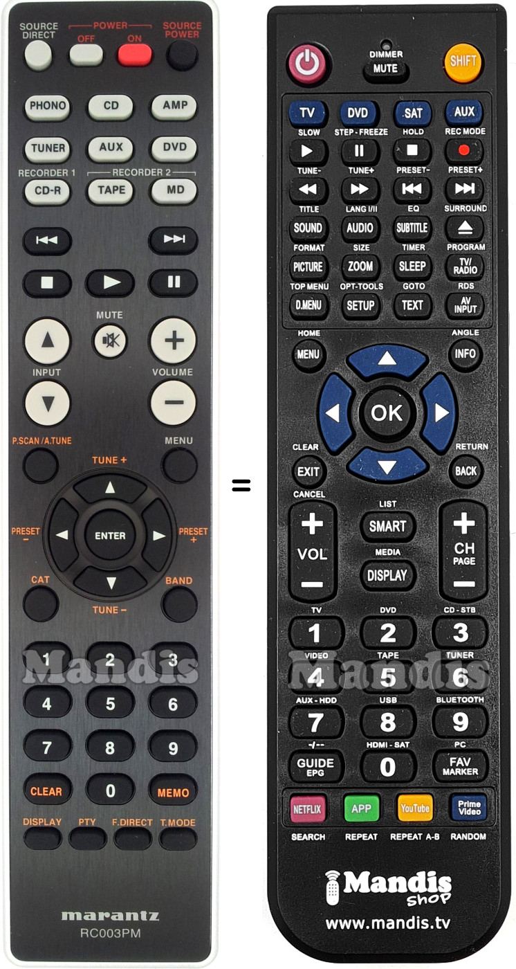 Comandament a distància equivalent Marantz RC003PM