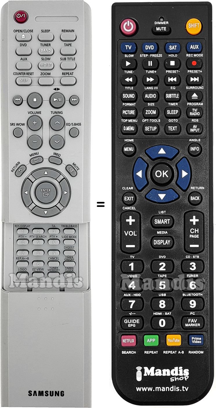 Comandament a distància equivalent Samsung AH59-01252G