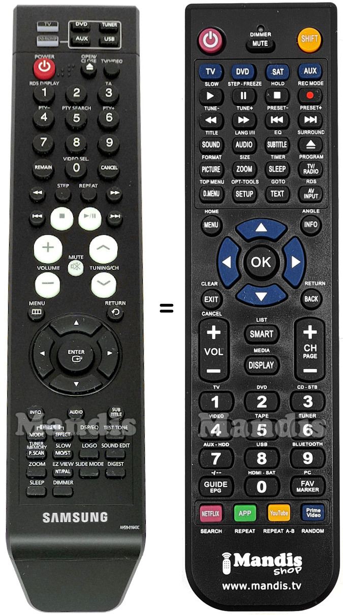 Comandament a dist&agrave;ncia equivalent Samsung AH59-01643C