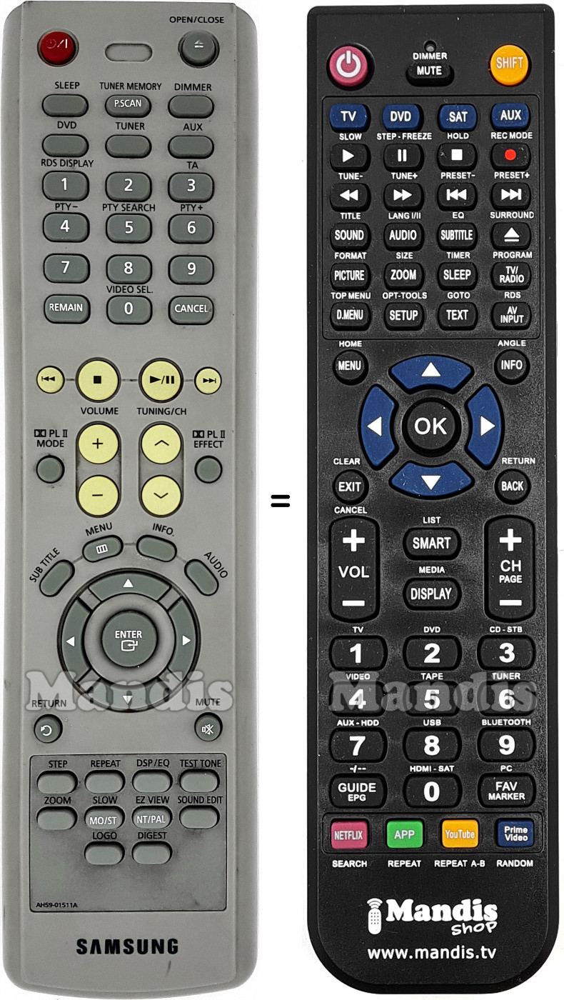 Comandament a dist&agrave;ncia equivalent Samsung AH59-01511 A