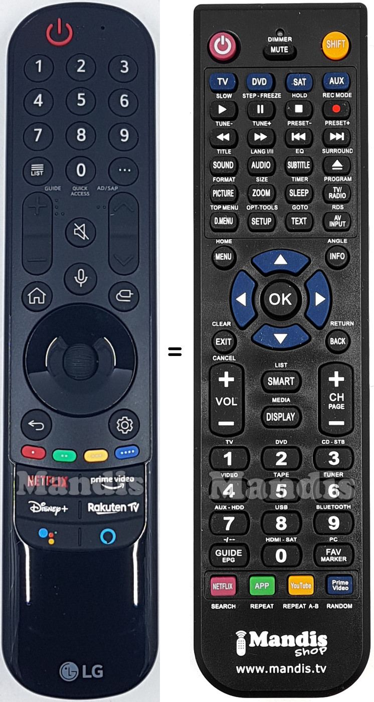 Comandament a dist&agrave;ncia equivalent LG AKB76036201