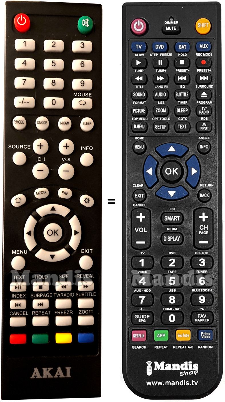Comandament a dist&agrave;ncia equivalent Akai AKTV4620Smart