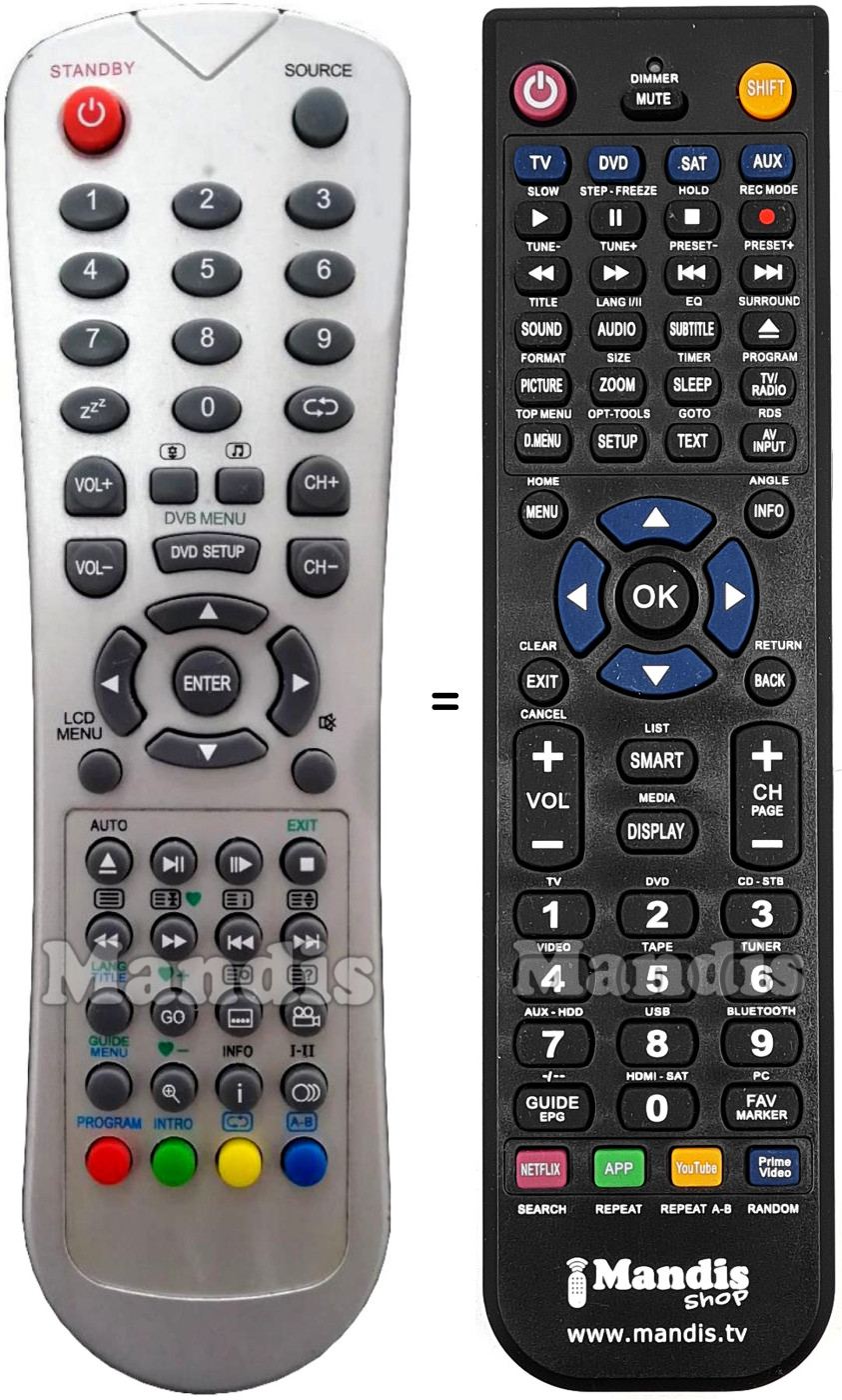 Comandament a dist&agrave;ncia equivalent Brandt B3210HD