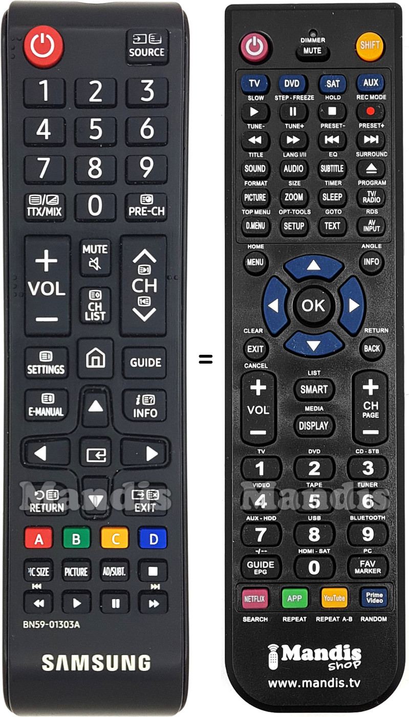 Comandament a distància equivalent Samsung BN59-01303A