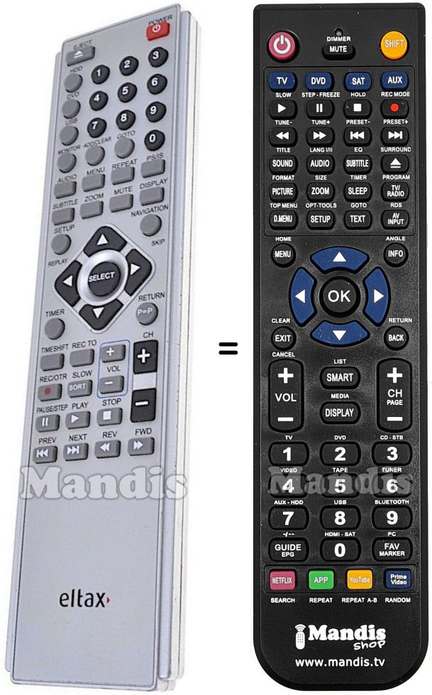 Comandament a distància equivalent ELTAX DVR-554 HD