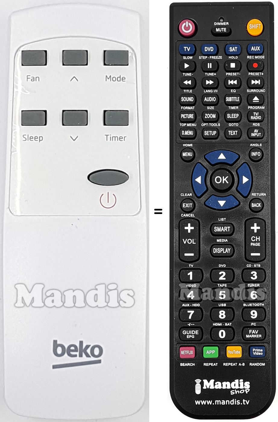 Comandament a distància equivalent Beko 9178013993