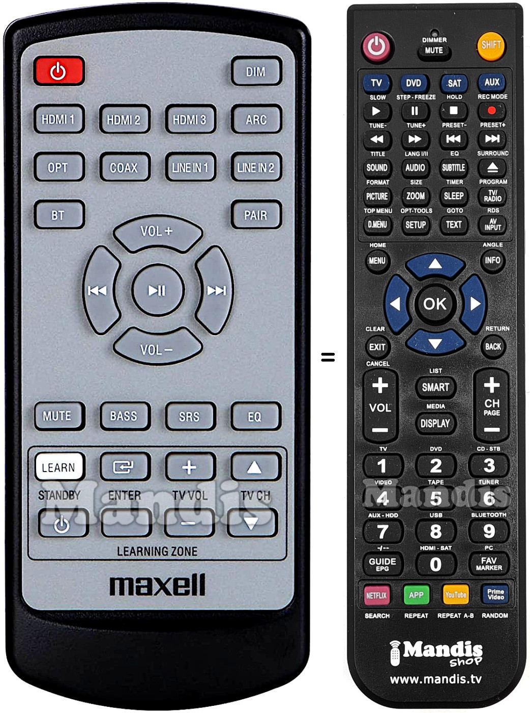 Comandament a distància equivalent Maxell MXSP-SB3000