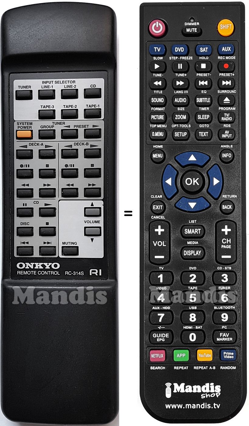 Comandament a distància equivalent RC-314S