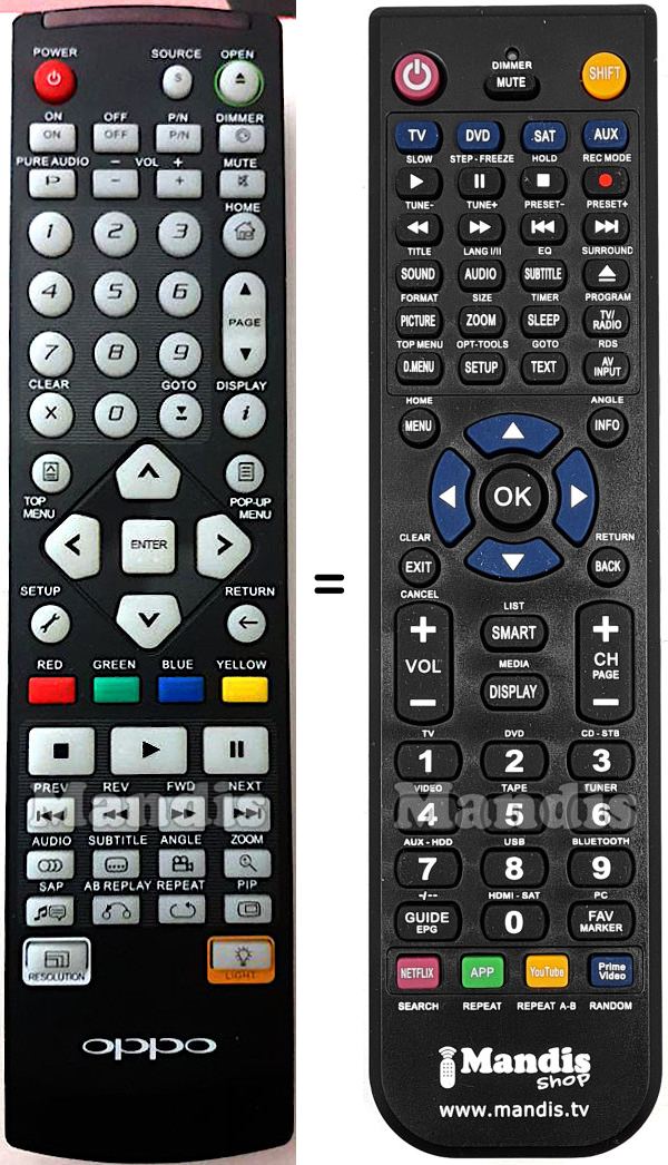 Comandament a dist&agrave;ncia equivalent OPPO BDP95