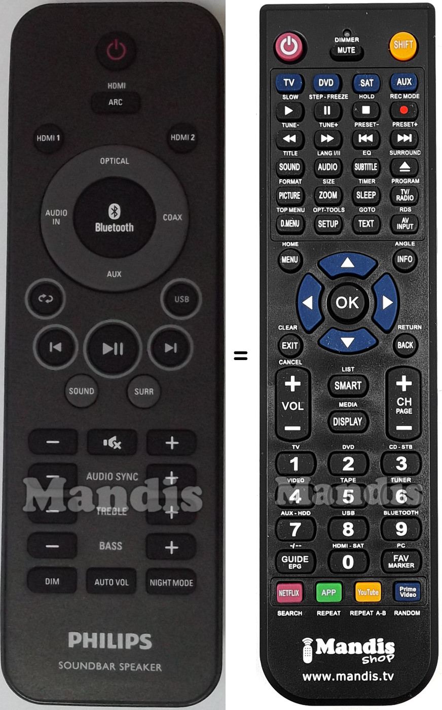 Comandament a dist&agrave;ncia equivalent Philips SOUNDBAR SPEAKER