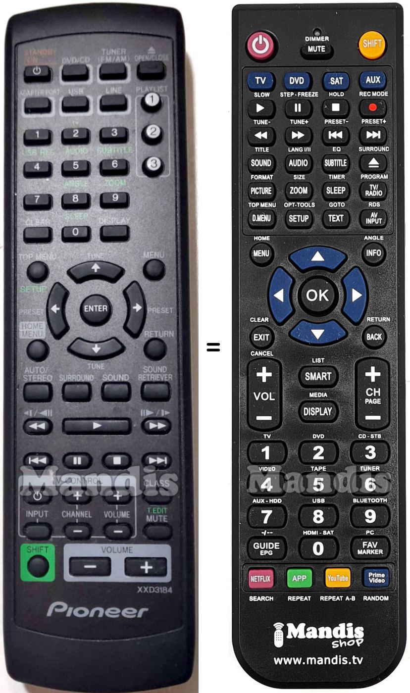 Comandament a distància equivalent Pioneer XXD3184