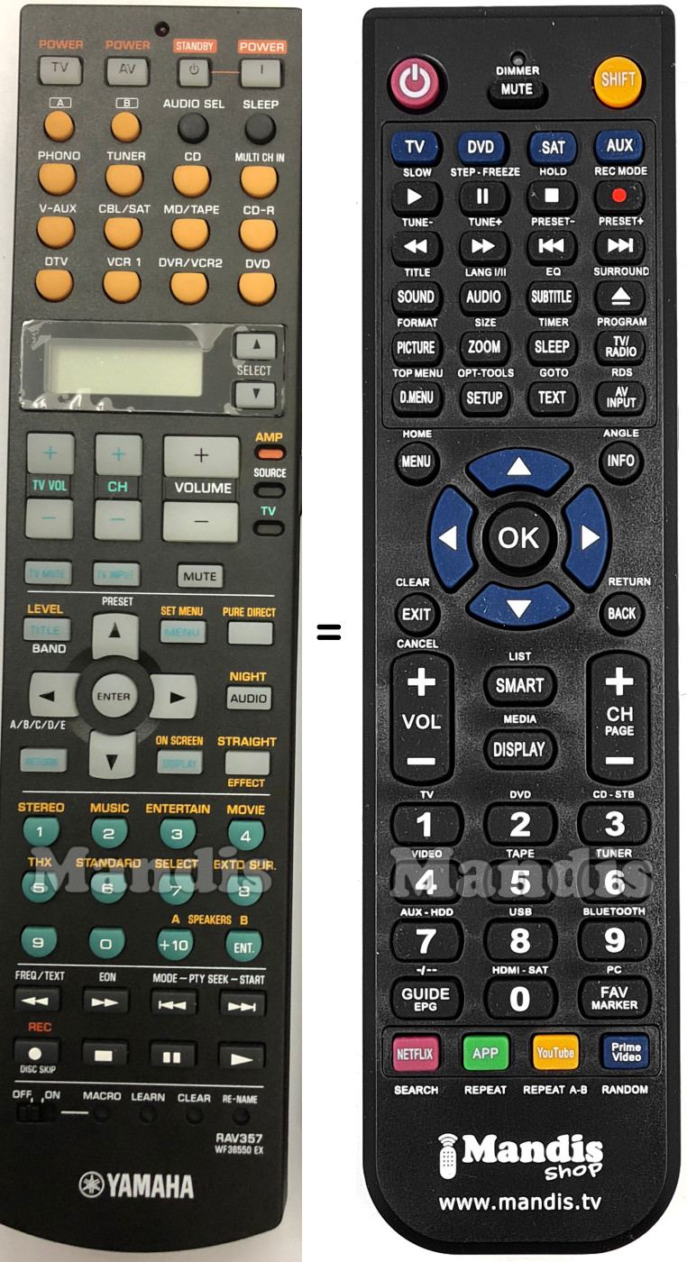 Comandament a distància equivalent Yamaha RAV357