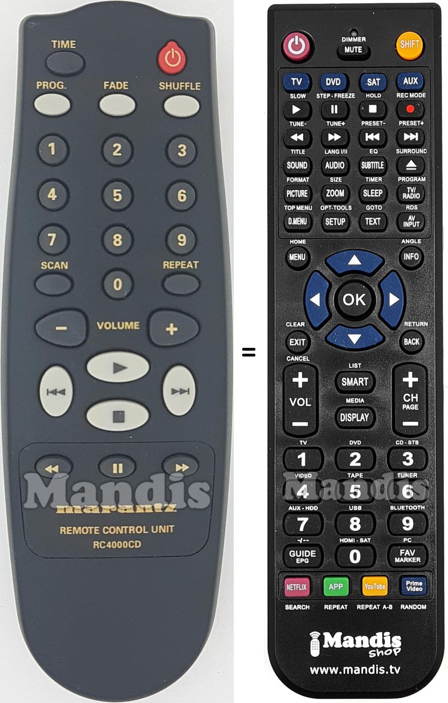 Comandament a dist&agrave;ncia equivalent RC-4000CD