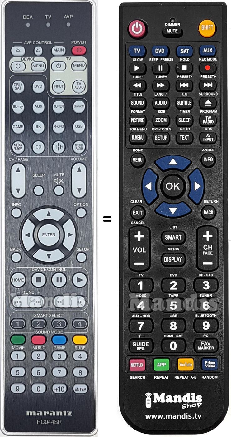 Comandament a dist&agrave;ncia equivalent Marantz RC-044SR