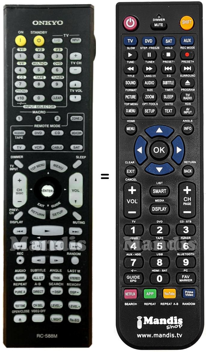 Comandament a dist&agrave;ncia equivalent Onkyo RC-588M