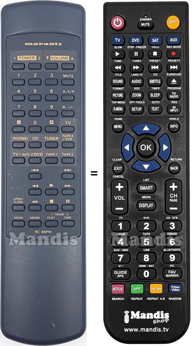 Comandament a dist&agrave;ncia equivalent RC-68PM