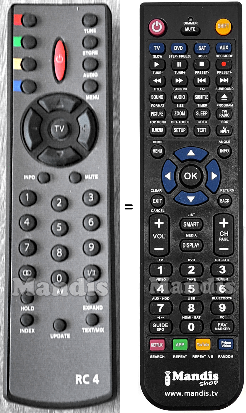 Comandament a dist&agrave;ncia equivalent Bush-RC4