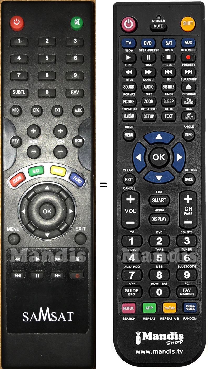 Comandament a dist&agrave;ncia equivalent SAMSAT HD60Mini