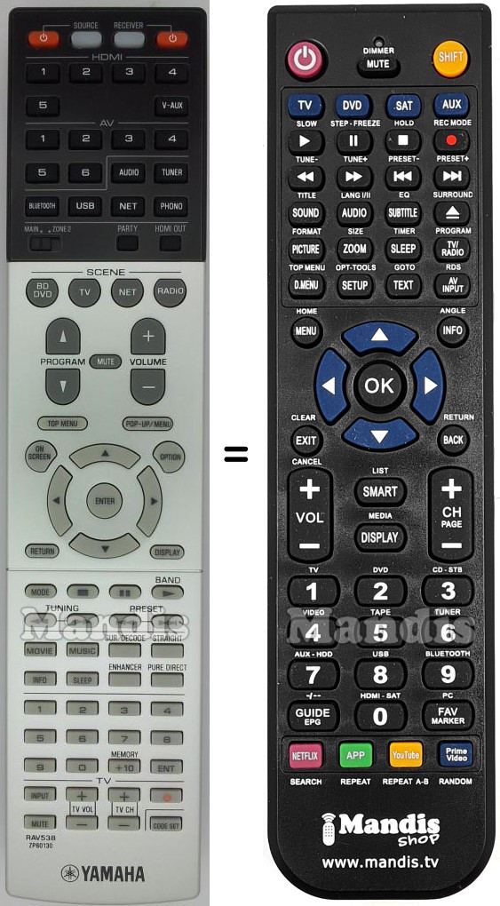 Comandament a dist&agrave;ncia equivalent Yamaha RAV538