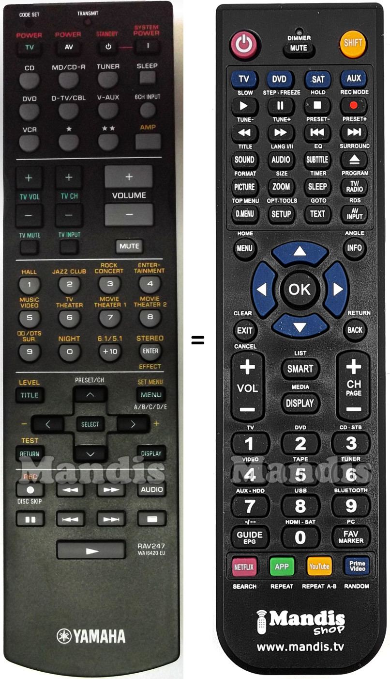 Comandament a distància equivalent Yamaha RAV247