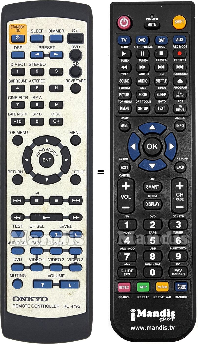Comandament a dist&agrave;ncia equivalent Onkyo RC-479S