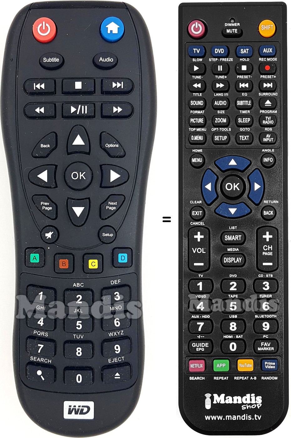 Comandament a dist&agrave;ncia equivalent Western Digital WDTV003RNN