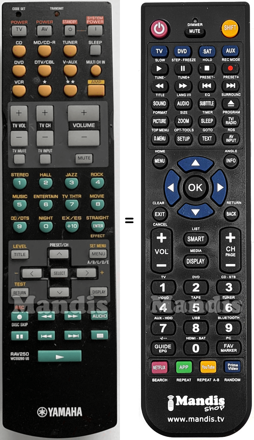Comandament a dist&agrave;ncia equivalent Yamaha RAV250