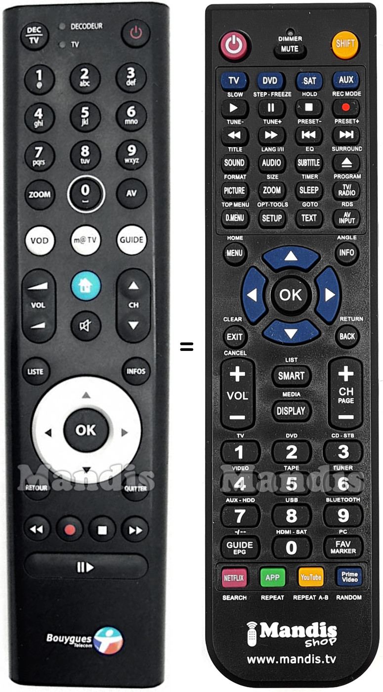 Comandament a dist&agrave;ncia equivalent BOUYGUES TELECOM BBOX