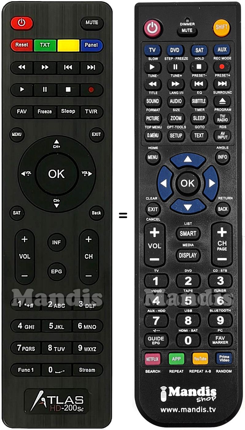 Comandament a dist&agrave;ncia equivalent Atlas ATLAS001
