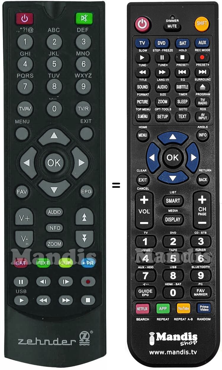 Comandament a dist&agrave;ncia equivalent Zehnder ZEHN001