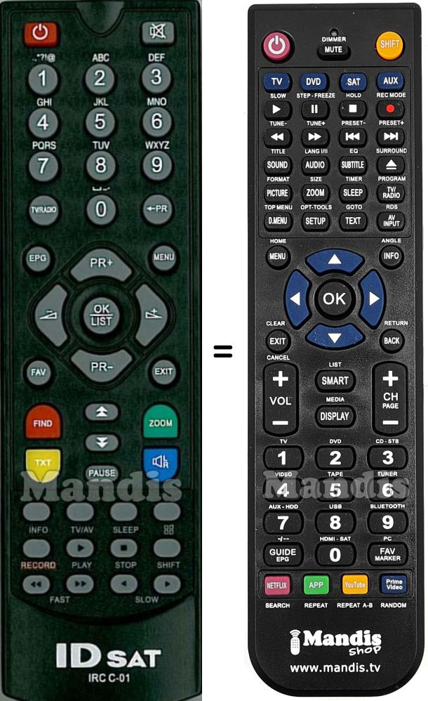 Comandament a dist&agrave;ncia equivalent ID Sat IRCC-01