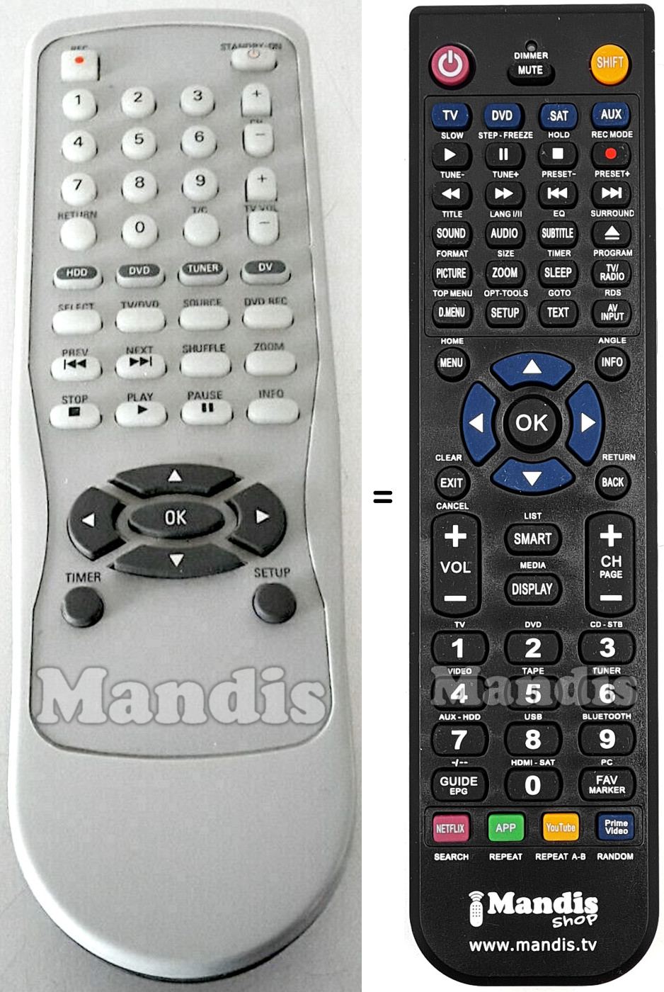 Comandament a distància equivalent Magnavox 2422 549 00988