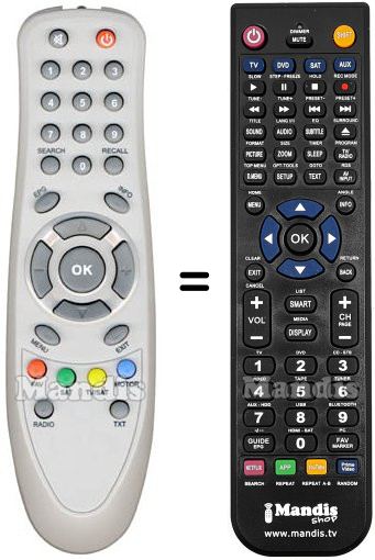 Comandament a dist&agrave;ncia equivalent ALDEN SAT MATIC 1000 S