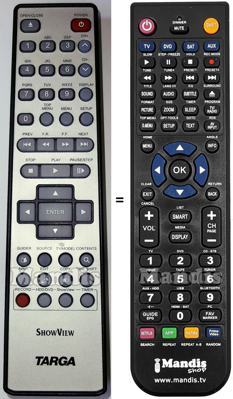 Comandament a dist&agrave;ncia equivalent Targa DRH-5200 X