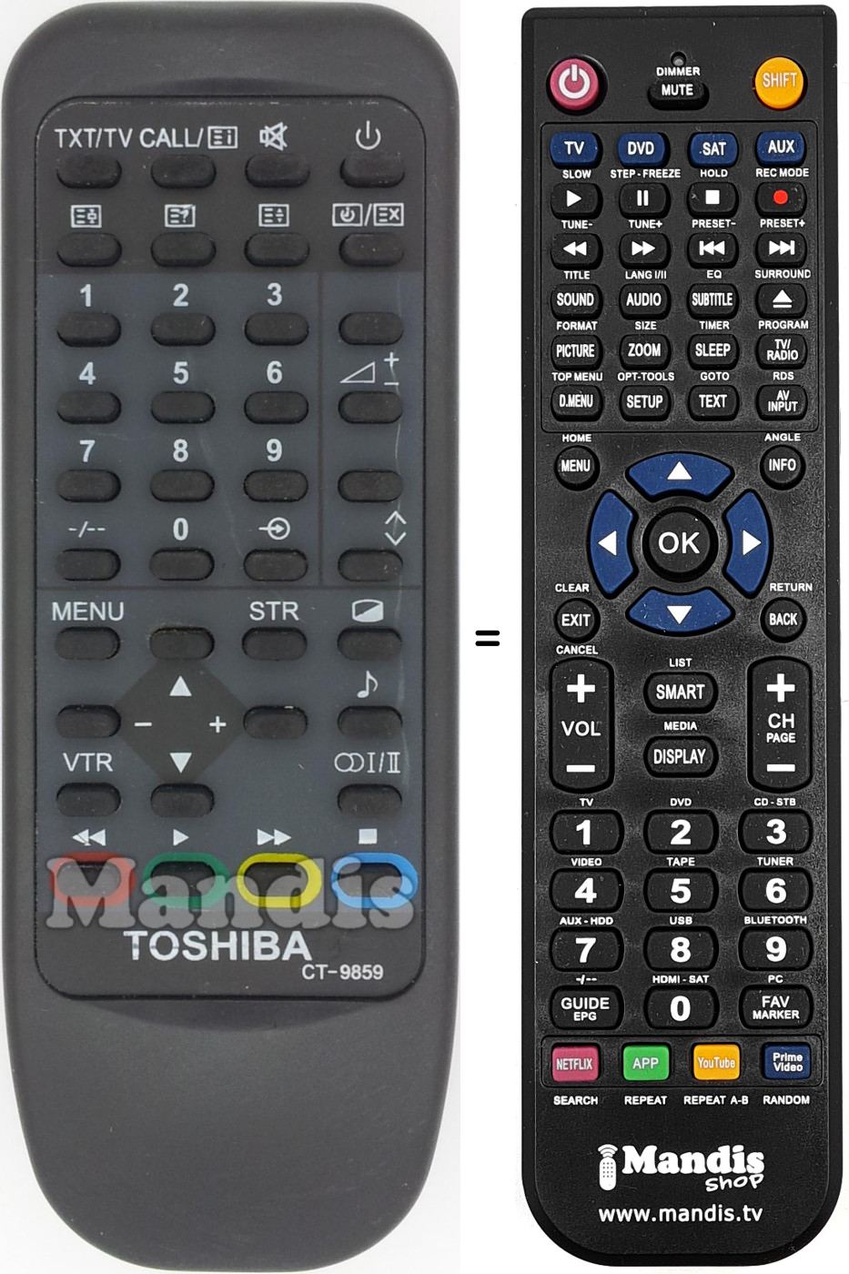 Comandament a distància equivalent Toshiba CT-9859