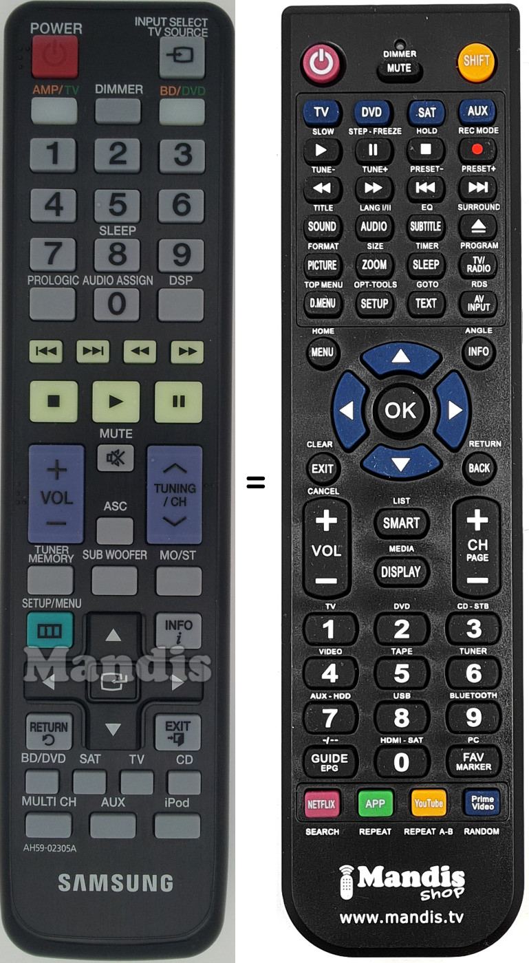 Comandament a distància equivalent Samsung AH5902305A