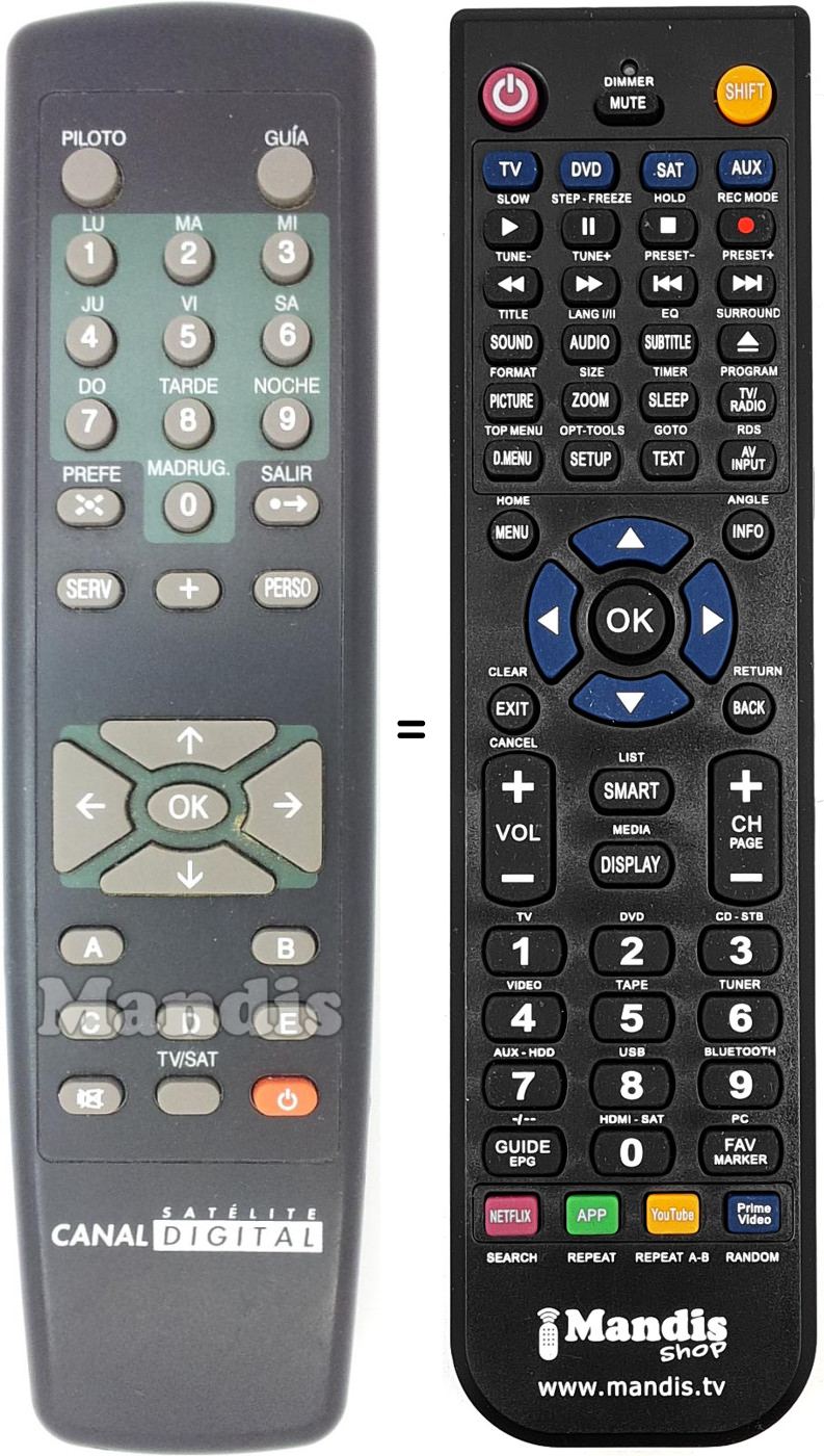 Comandament a dist&agrave;ncia equivalent Canal001
