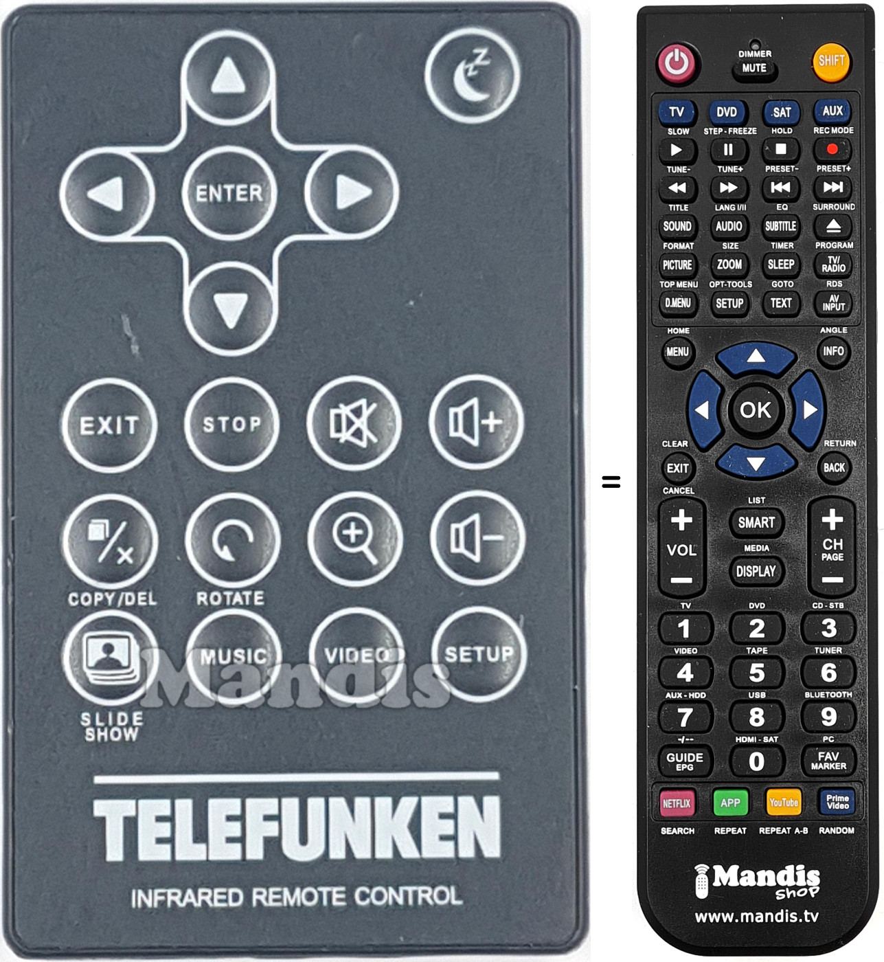Comandament a distància equivalent Telefunken DPF10333