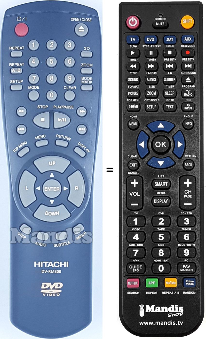 Comandament a distància equivalent Hitachi DV-RM 300
