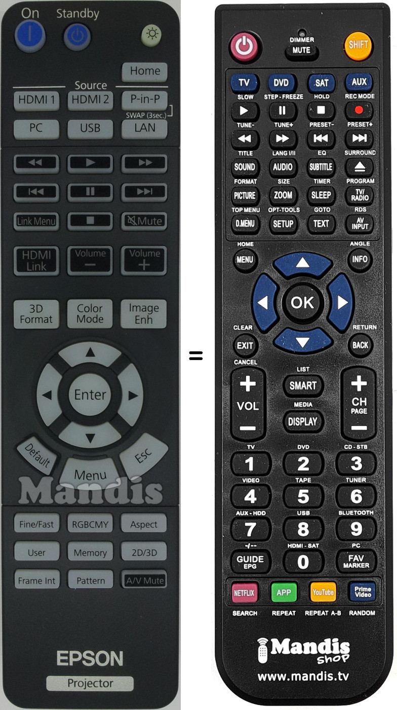 Comandament a distància equivalent Epson 2175313