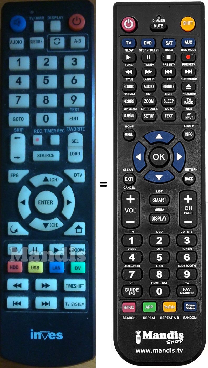 Comandament a distància equivalent INVES XR262017