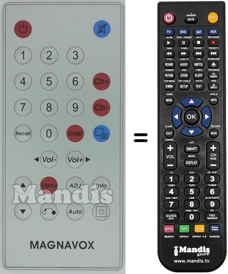 Comandament a distància equivalent Magnavox drmct007t8