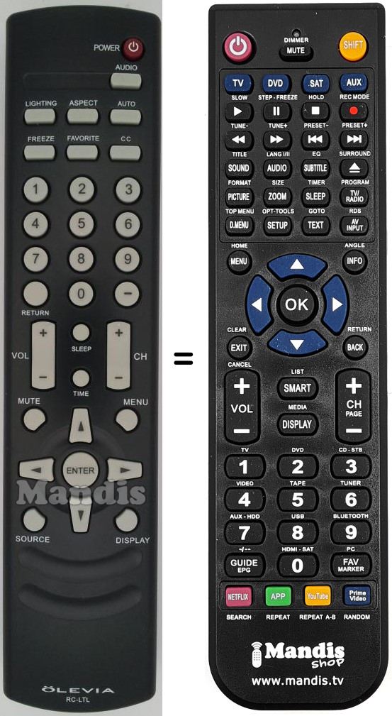 Comandament a dist&agrave;ncia equivalent OLEVIA RC-LTL