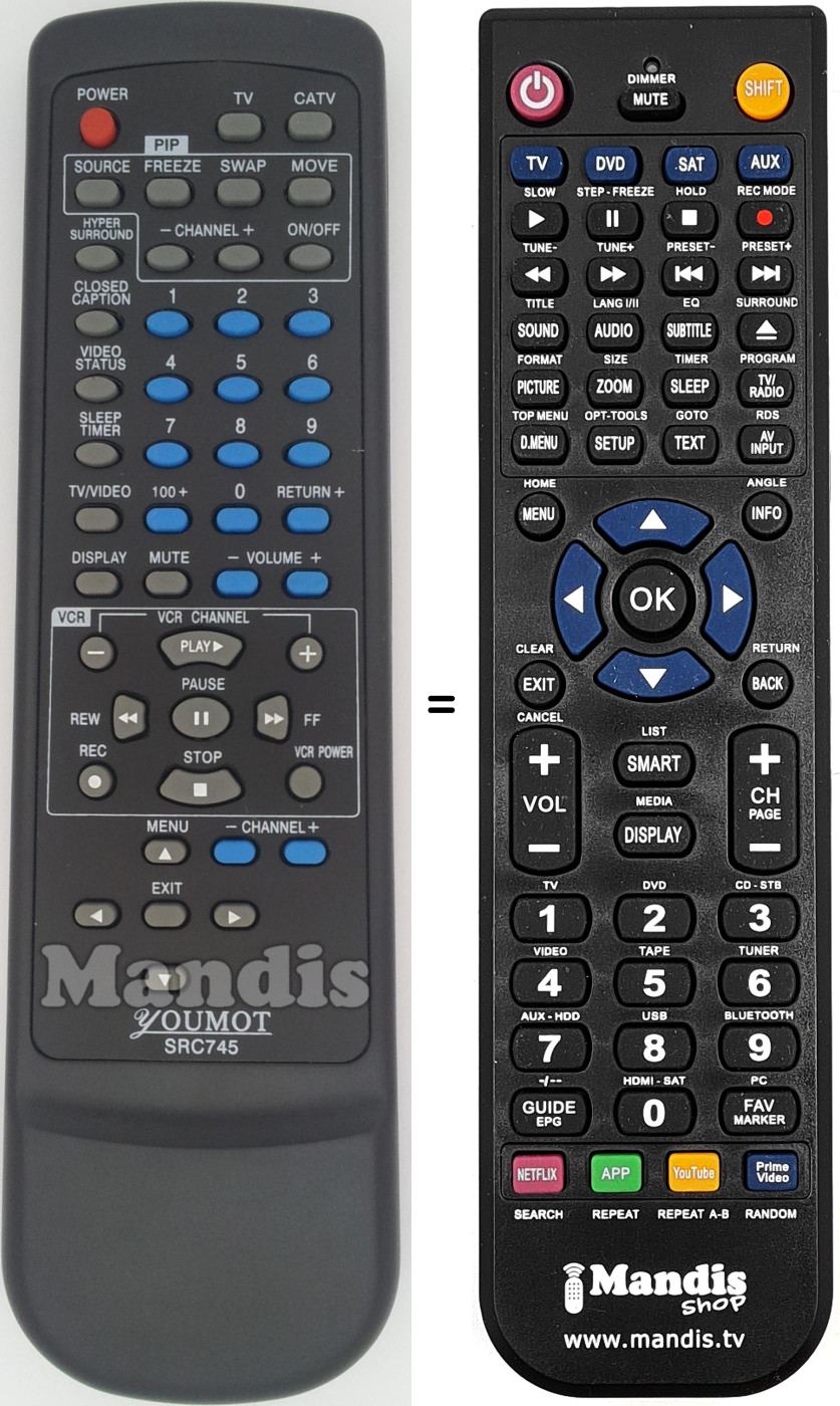 Comandament a dist&agrave;ncia equivalent SRC745