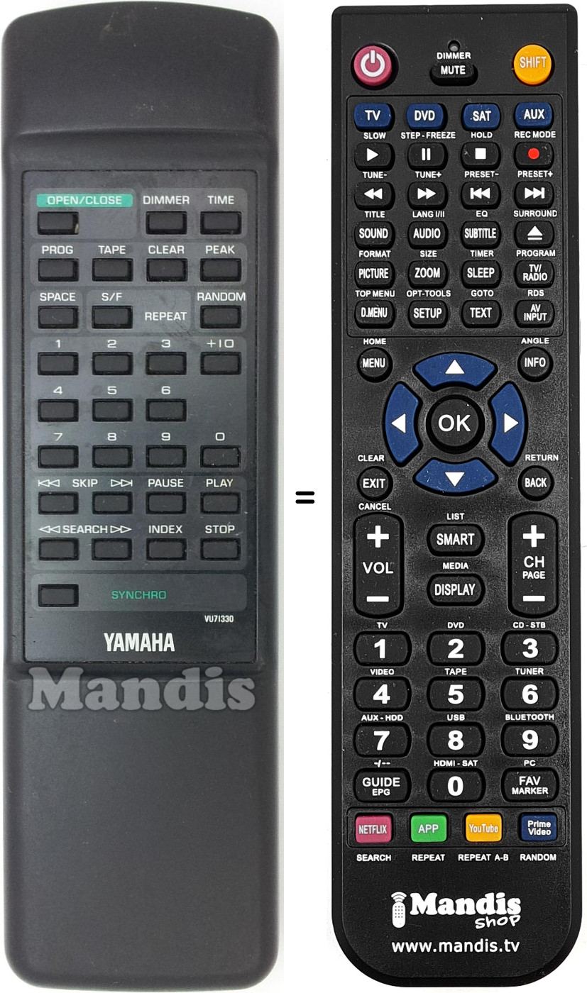 Comandament a distància equivalent Yamaha VU713300