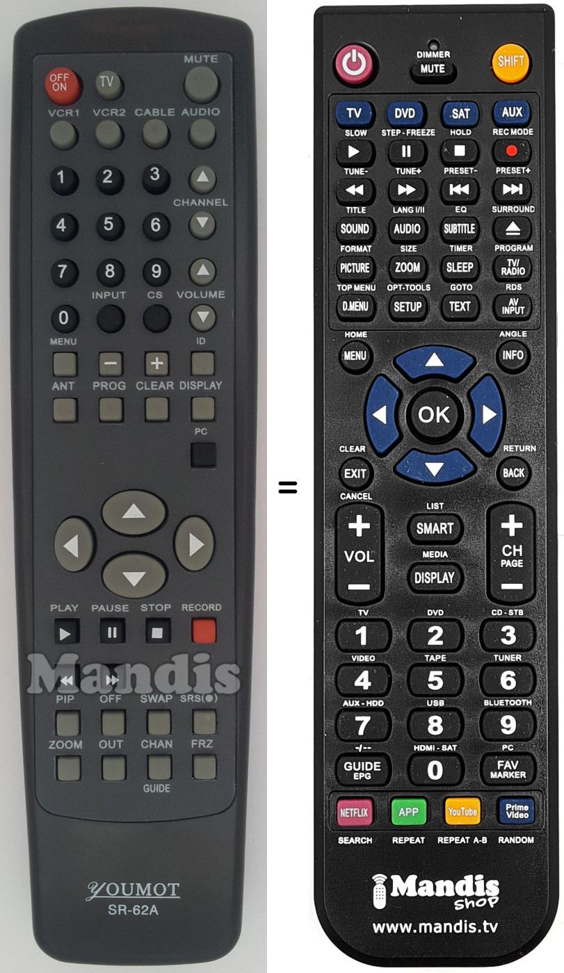 Comandament a dist&agrave;ncia equivalent SR-62A