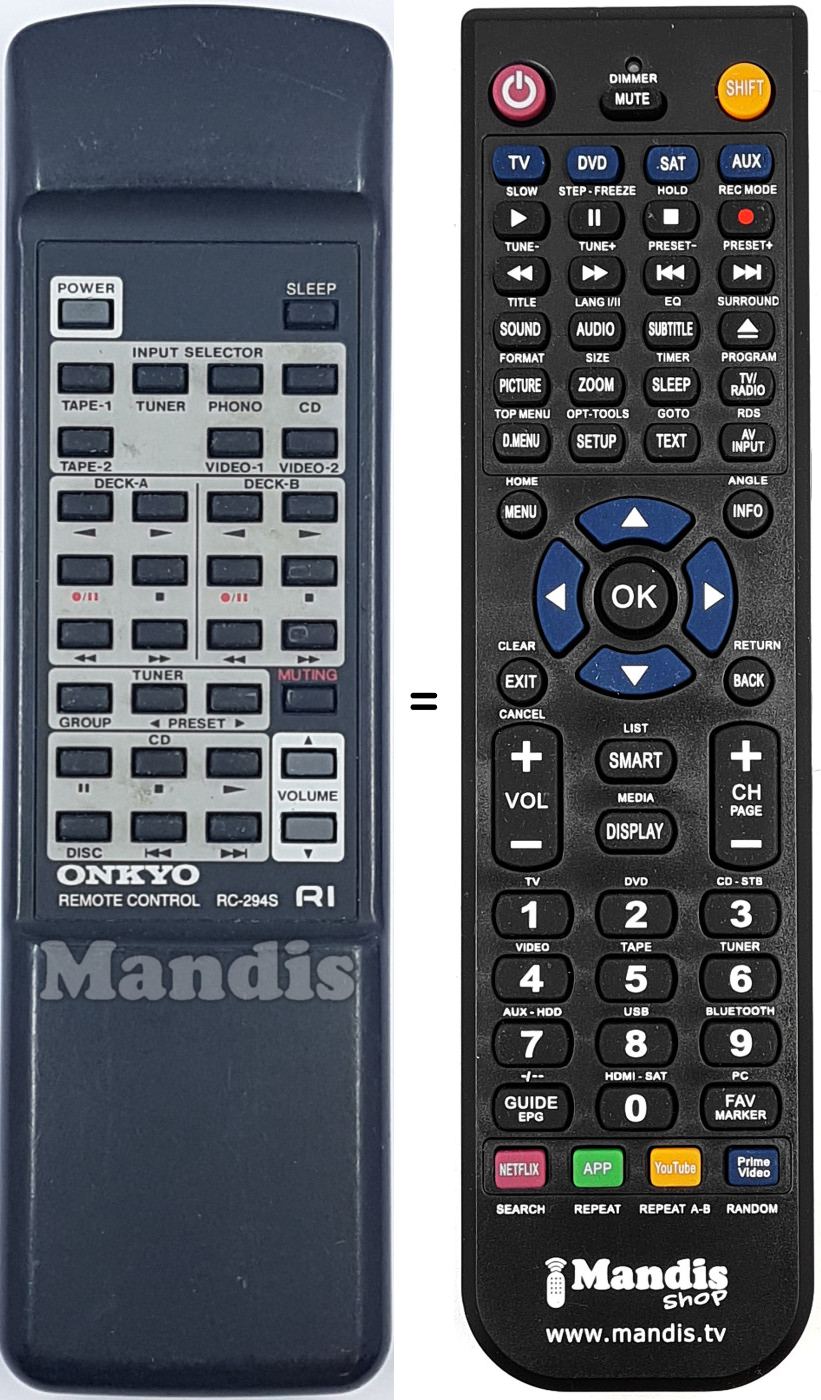 Comandament a distància equivalent RC-294S