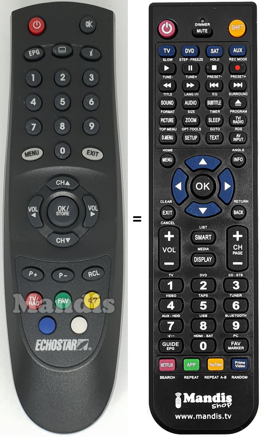 Comandament a dist&agrave;ncia equivalent Echostar003